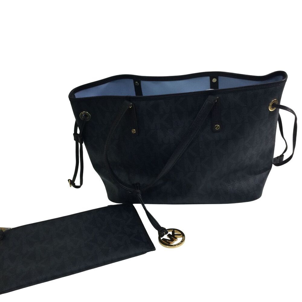 Michael Kors Jet Set Reversible Tote Bag & Wristlet 2 PC Set Baltic Blue
